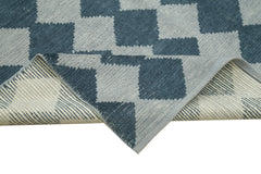 Morocco Mavi Geometrik Yün Pamuk El Dokuma Halısı 297x419 Agacan