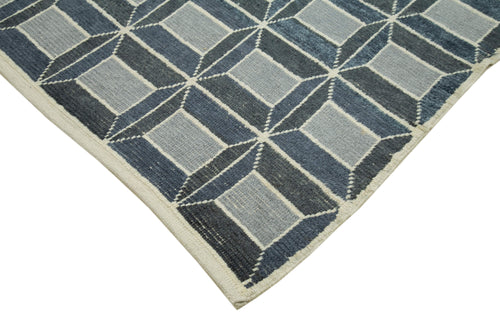 Morocco Beyaz Geometrik Yün Pamuk El Dokuma Halısı 232x312 Agacan