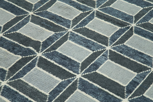 Morocco Beyaz Geometrik Yün Pamuk El Dokuma Halısı 232x312 Agacan