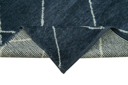 Morocco Mavi Geometrik Yün Pamuk El Dokuma Halısı 233x306 Agacan