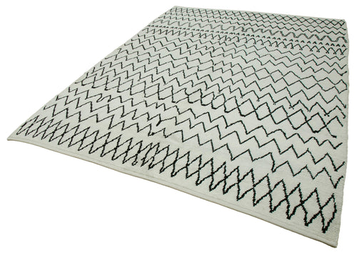 Morocco Bej Geometrik Yün Pamuk El Dokuma Halısı 224x320 Agacan