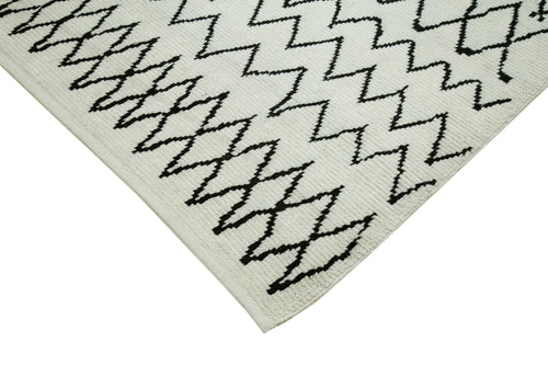 Morocco Bej Geometrik Yün Pamuk El Dokuma Halısı 224x320 Agacan