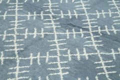 Morocco Mavi Geometrik Yün Pamuk El Dokuma Halısı 278x353 Agacan