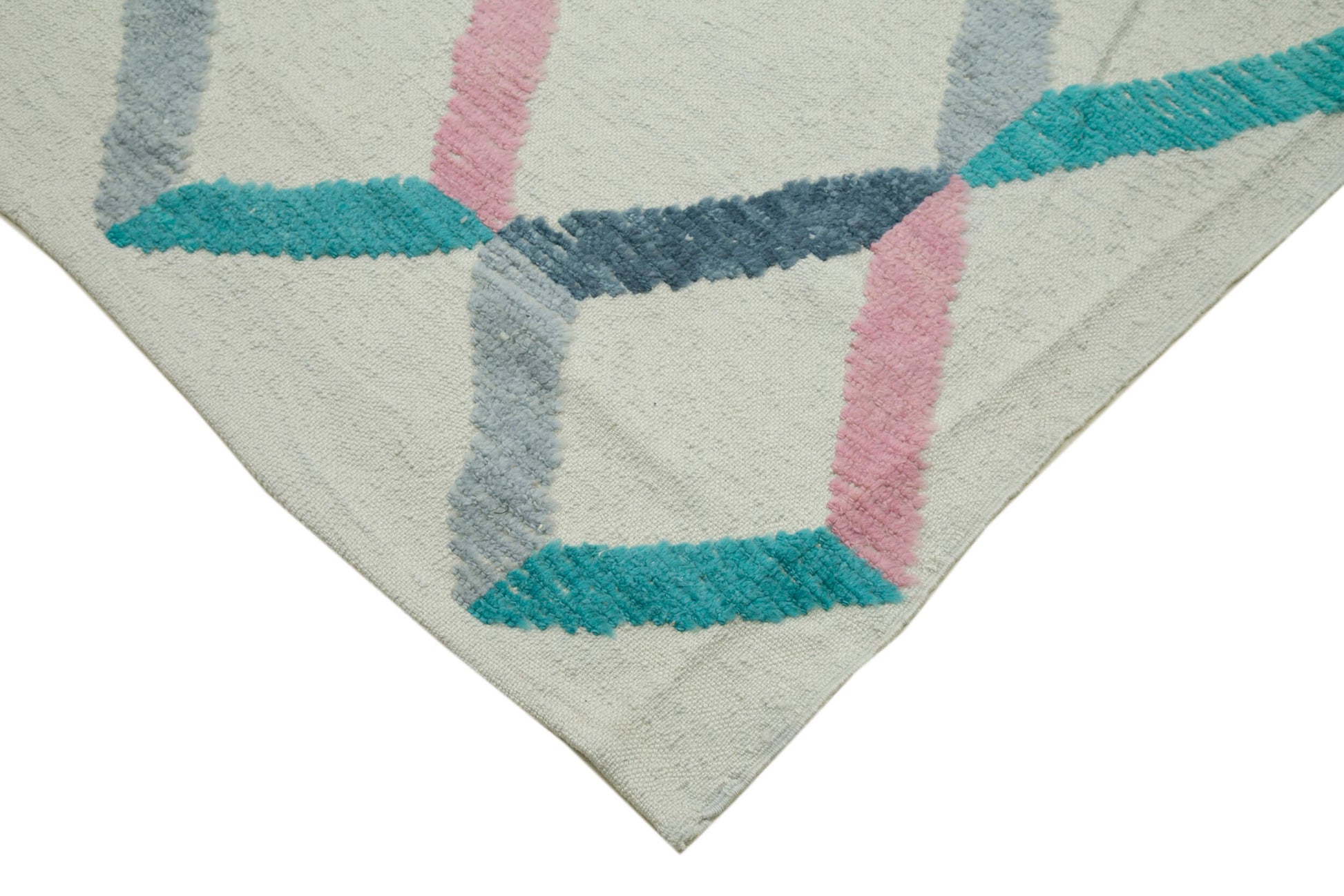 Morocco Bej Geometrik Yün Pamuk El Dokuma Halısı 275x417 Agacan