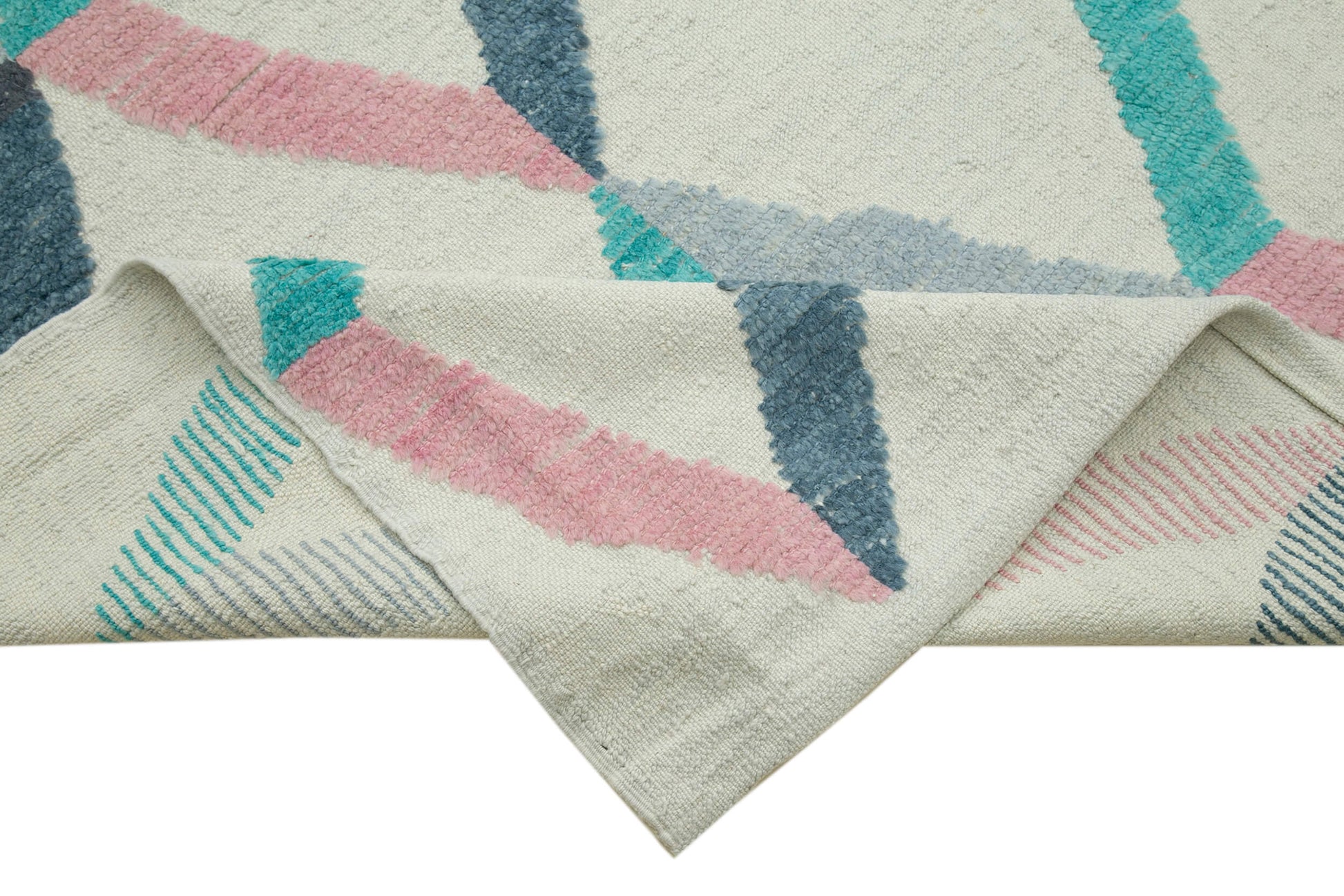 Morocco Bej Geometrik Yün Pamuk El Dokuma Halısı 275x417 Agacan