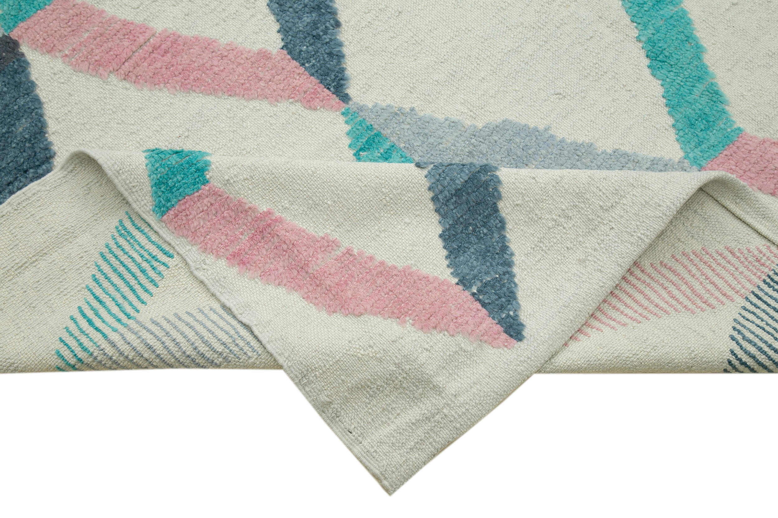 Morocco Bej Geometrik Yün Pamuk El Dokuma Halısı 275x417 Agacan