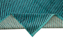 Morocco Turkuaz Geometrik Yün Pamuk El Dokuma Halısı 271x378 Agacan