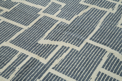 Morocco Gri Geometrik Yün Pamuk El Dokuma Halısı 225x302 Agacan