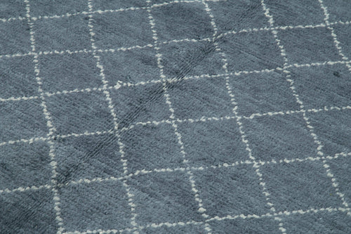 Morocco Gri Geometrik Yün Pamuk El Dokuma Halısı 170x238 Agacan