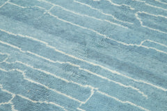 Morocco Mavi Geometrik Yün Pamuk El Dokuma Halısı 187x270 Agacan