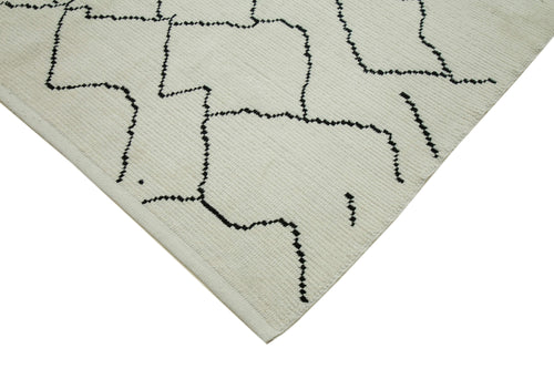 Morocco Bej Geometrik Yün Pamuk El Dokuma Halısı 271x385 Agacan