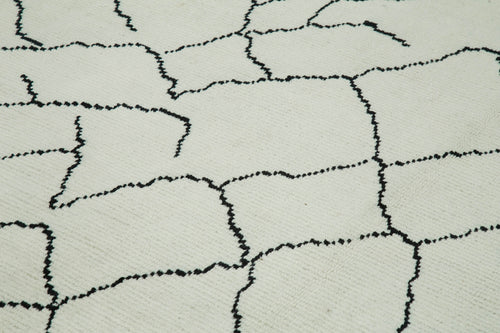 Morocco Bej Geometrik Yün Pamuk El Dokuma Halısı 271x385 Agacan