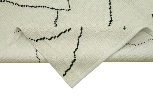 Morocco Bej Geometrik Yün Pamuk El Dokuma Halısı 271x385 Agacan