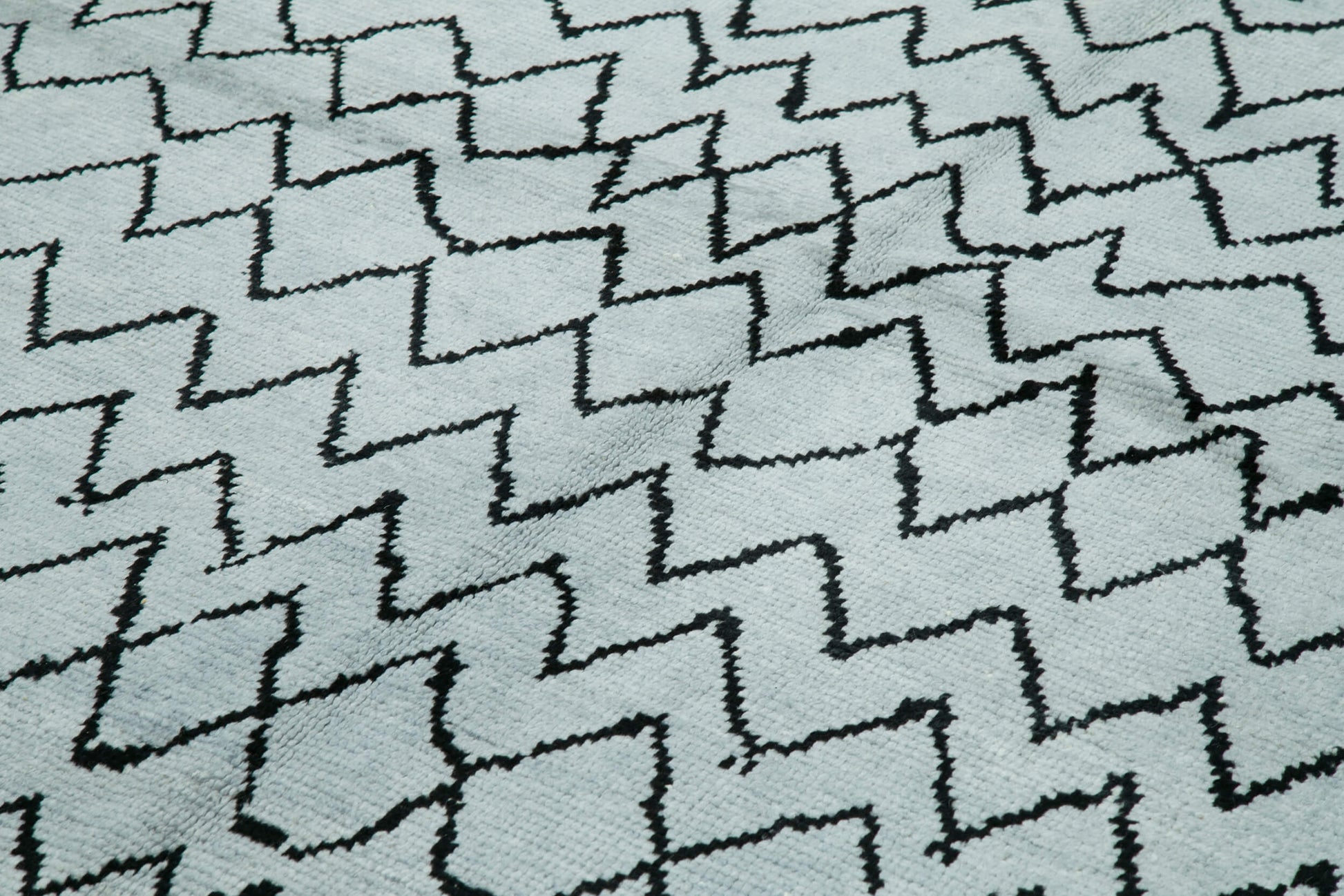 Morocco Mavi Geometrik Yün Pamuk El Dokuma Halısı 297x428 Agacan