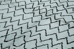 Morocco Mavi Geometrik Yün Pamuk El Dokuma Halısı 297x428 Agacan