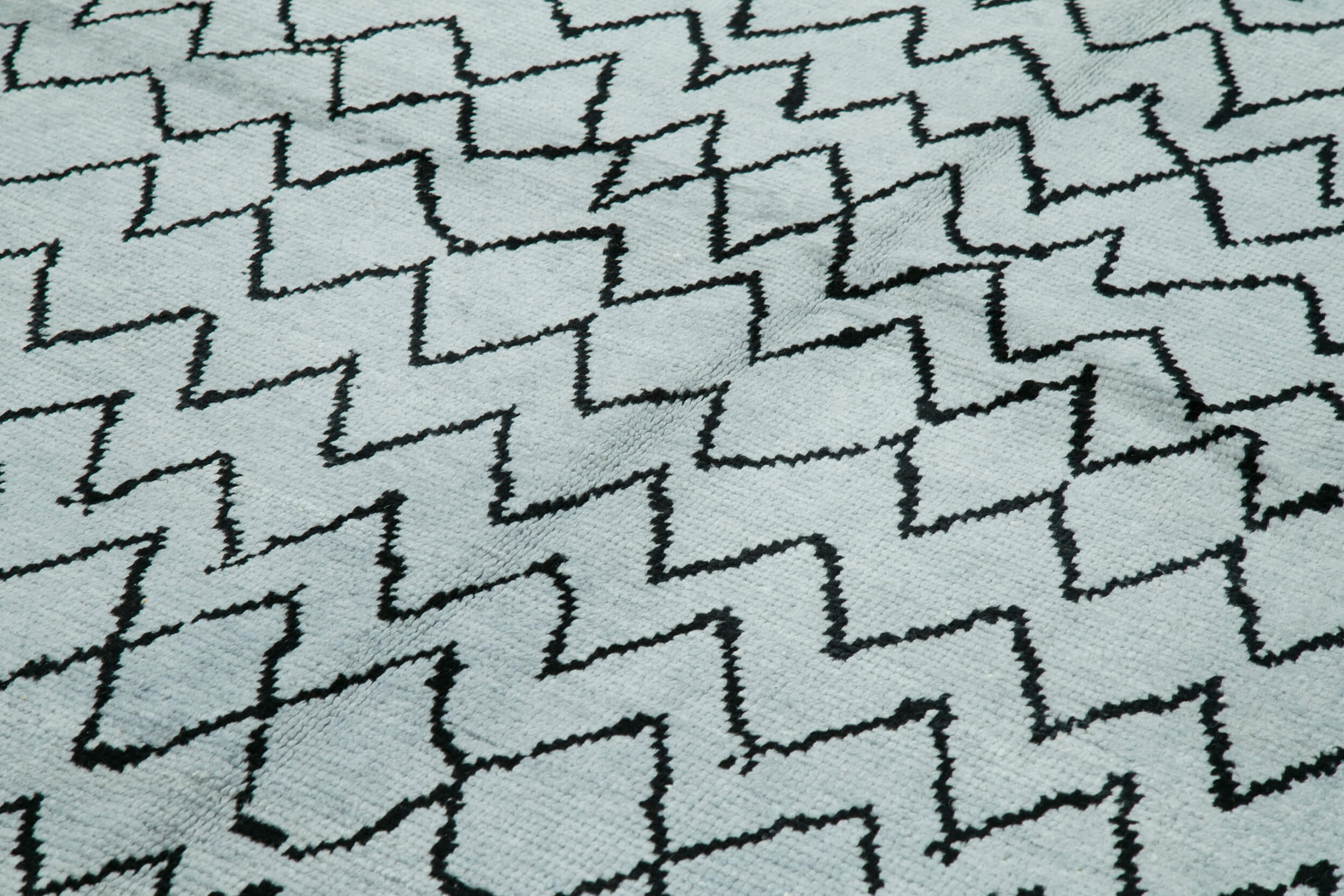 Morocco Mavi Geometrik Yün Pamuk El Dokuma Halısı 297x428 Agacan