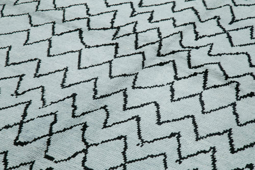 Morocco Mavi Geometrik Yün Pamuk El Dokuma Halısı 297x428 Agacan