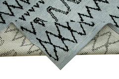 Morocco Mavi Geometrik Yün Pamuk El Dokuma Halısı 297x428 Agacan