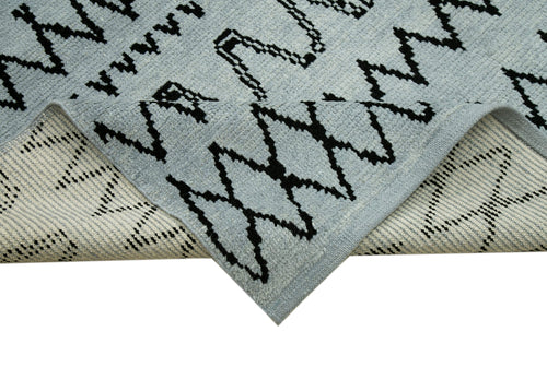 Morocco Mavi Geometrik Yün Pamuk El Dokuma Halısı 297x428 Agacan