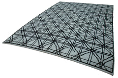 Morocco Mavi Geometrik Yün Pamuk El Dokuma Halısı 260x376 Agacan