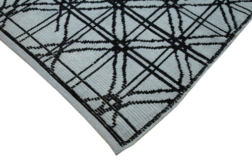 Morocco Mavi Geometrik Yün Pamuk El Dokuma Halısı 260x376 Agacan