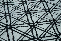 Morocco Mavi Geometrik Yün Pamuk El Dokuma Halısı 260x376 Agacan