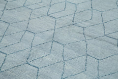 Morocco Mavi Geometrik Yün Pamuk El Dokuma Halısı 278x397 Agacan