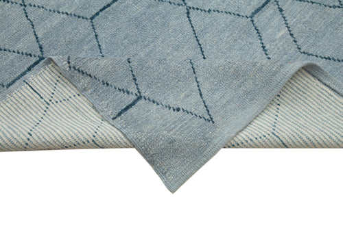 Morocco Mavi Geometrik Yün Pamuk El Dokuma Halısı 278x397 Agacan