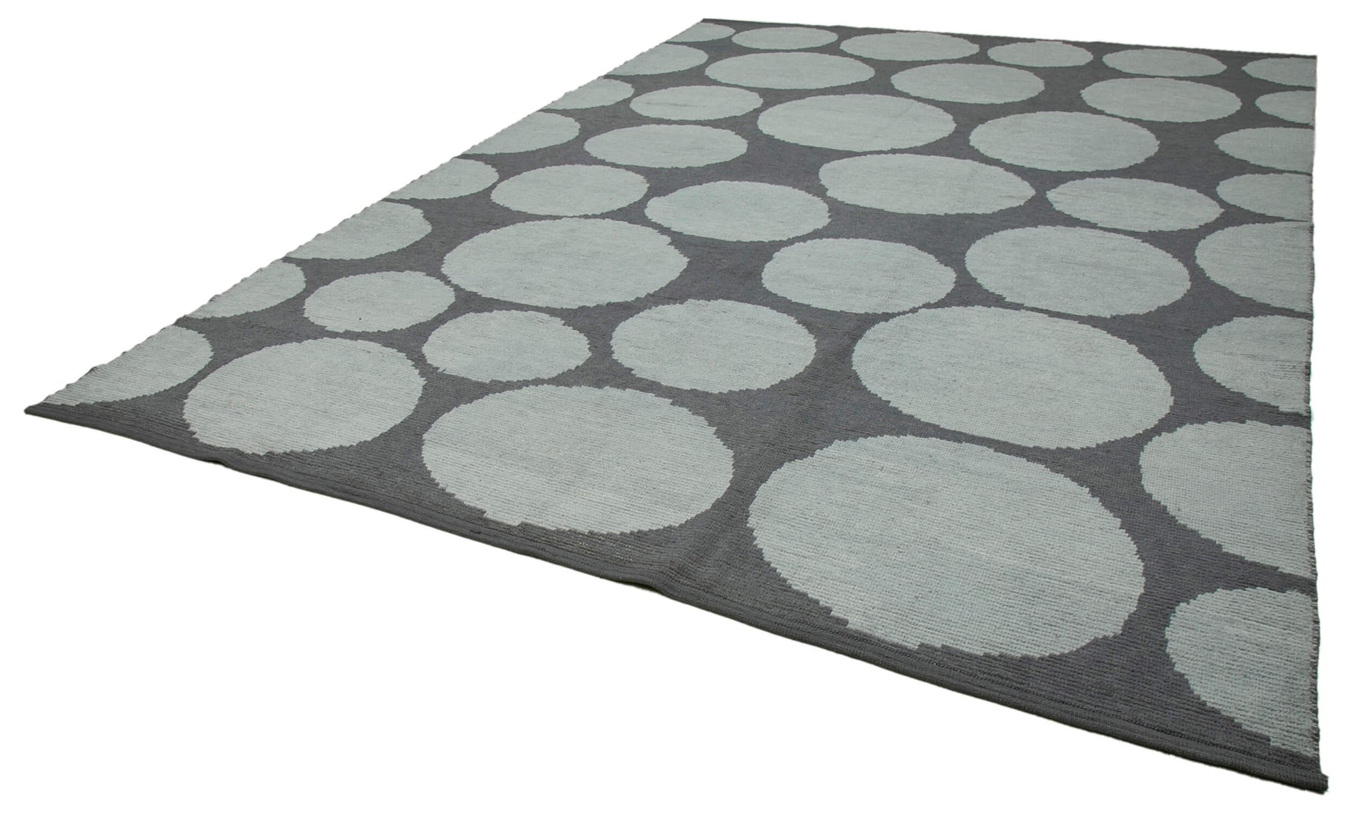 Morocco Mavi Geometrik Yün Pamuk El Dokuma Halısı 300x410 Agacan