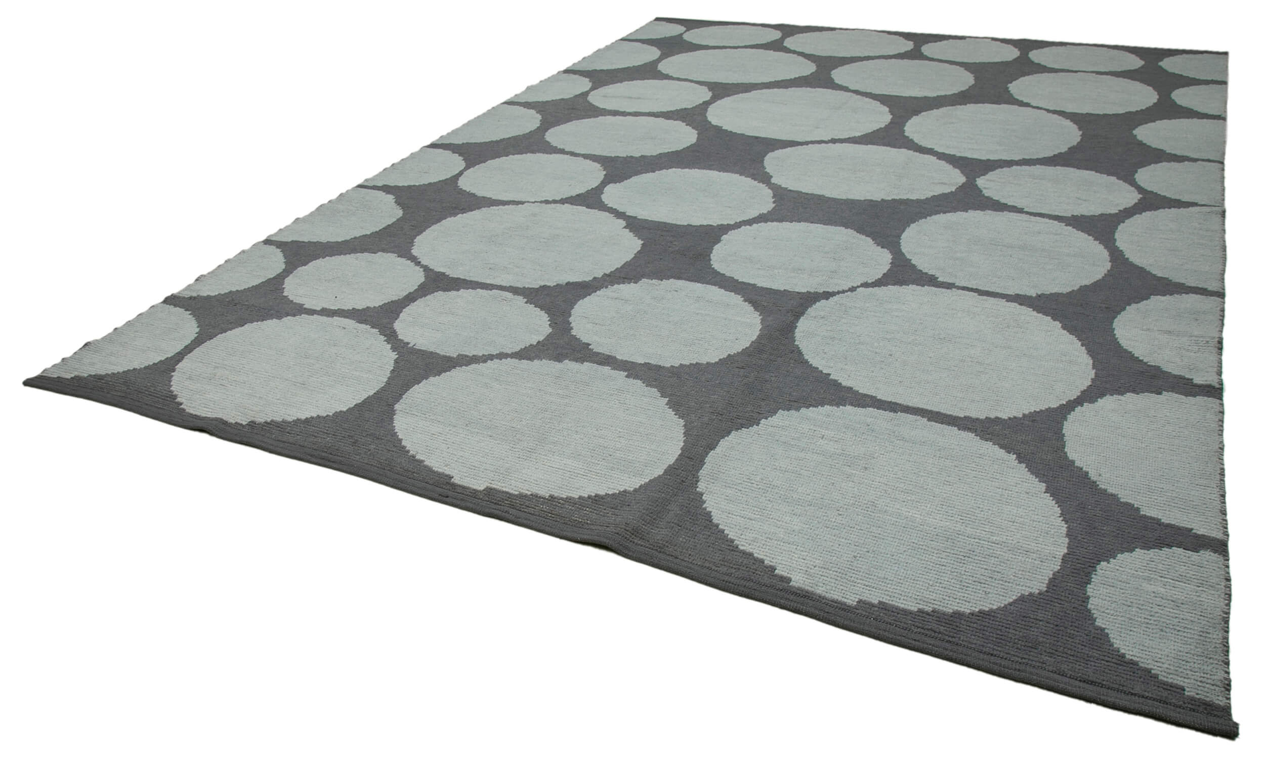 Morocco Mavi Geometrik Yün Pamuk El Dokuma Halısı 300x410 Agacan