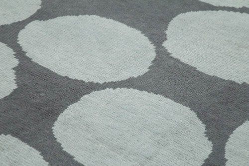 Morocco Mavi Geometrik Yün Pamuk El Dokuma Halısı 300x410 Agacan