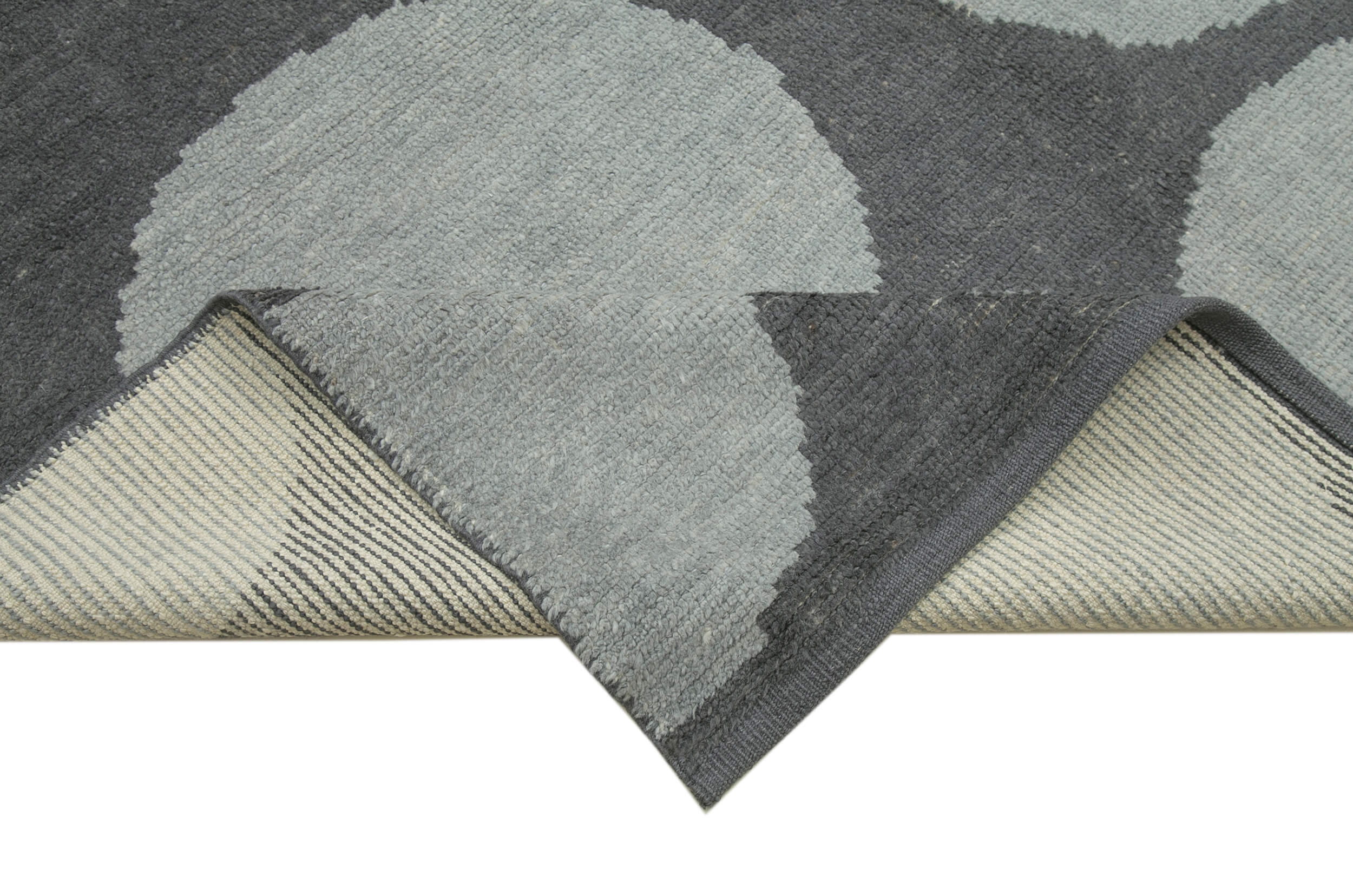 Morocco Mavi Geometrik Yün Pamuk El Dokuma Halısı 300x410 Agacan