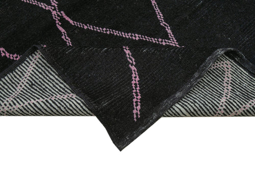 Morocco Siyah Geometrik Yün Pamuk El Dokuma Halısı 271x398 Agacan