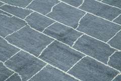 Morocco Gri Geometrik Yün Pamuk El Dokuma Halısı 236x302 Agacan