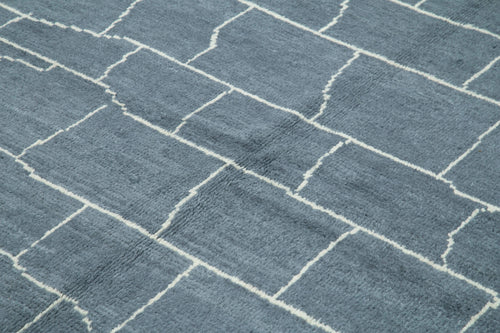 Morocco Gri Geometrik Yün Pamuk El Dokuma Halısı 236x302 Agacan