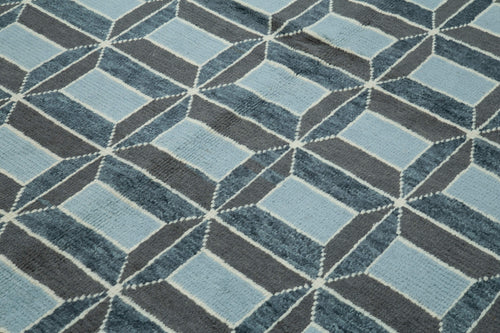 Morocco Beyaz Geometrik Yün Pamuk El Dokuma Halısı 234x305 Agacan