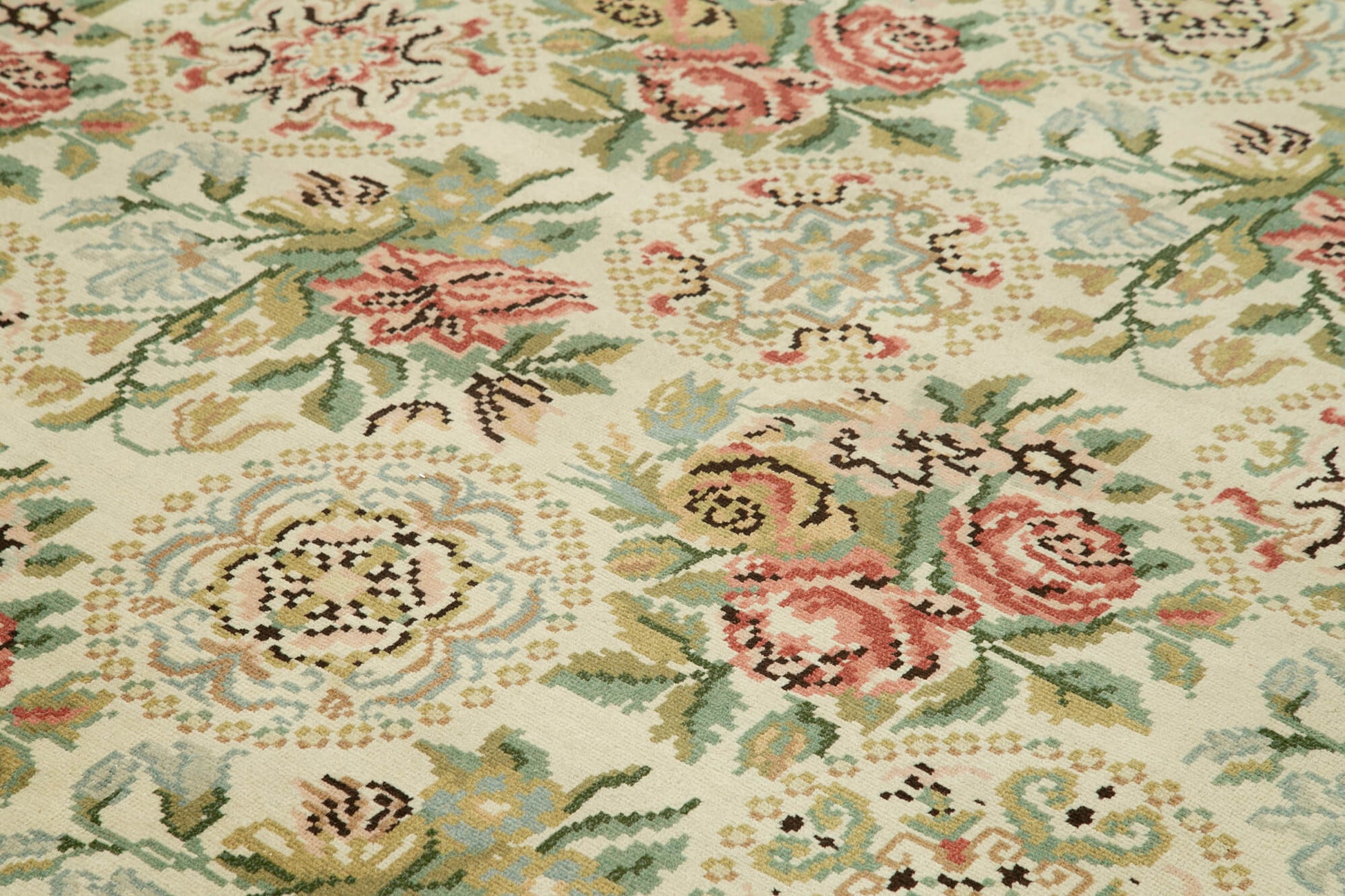 Tebriz Bej Klasik Pamuk Yün El Dokuma Halısı 302x396 Agacan