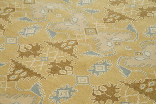 Tebriz Sarı Klasik Pamuk Yün El Dokuma Halısı 302x351 Agacan