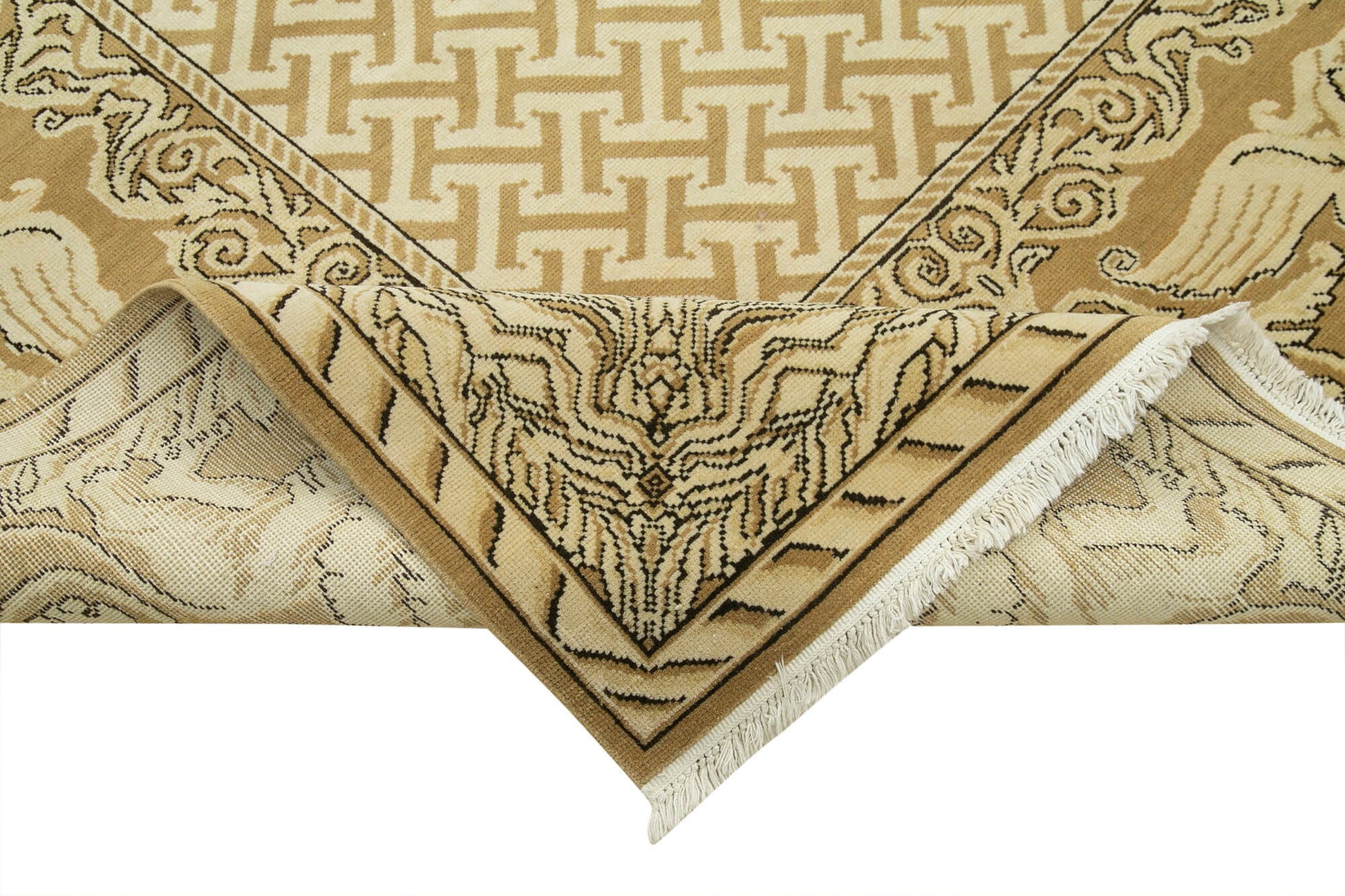 Tebriz Bej Klasik Pamuk Yün El Dokuma Halısı 302x409 Agacan