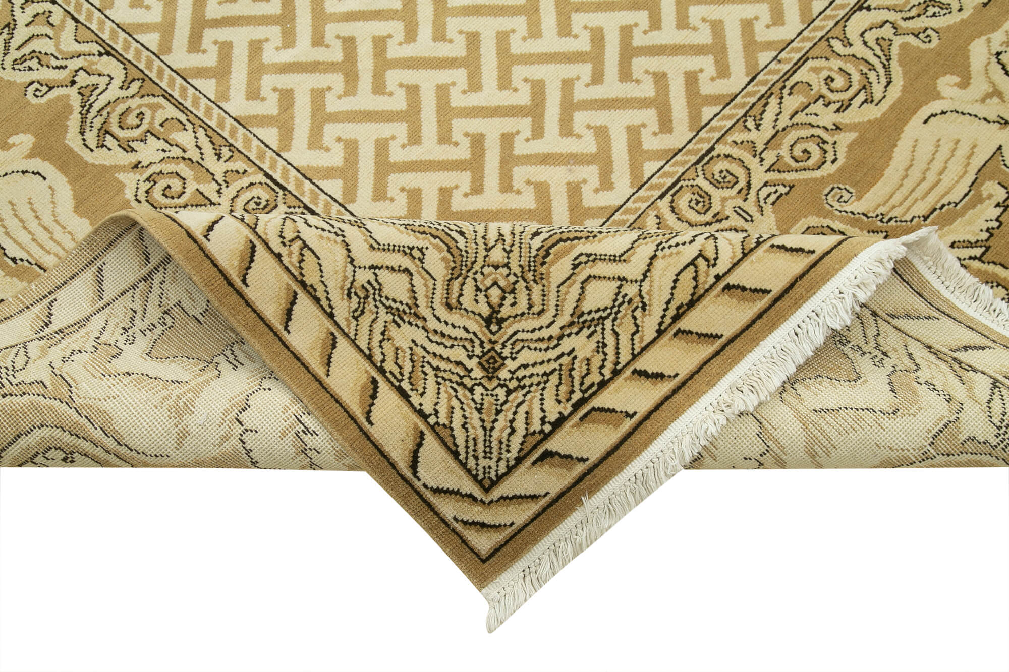 Tebriz Bej Klasik Pamuk Yün El Dokuma Halısı 302x409 Agacan