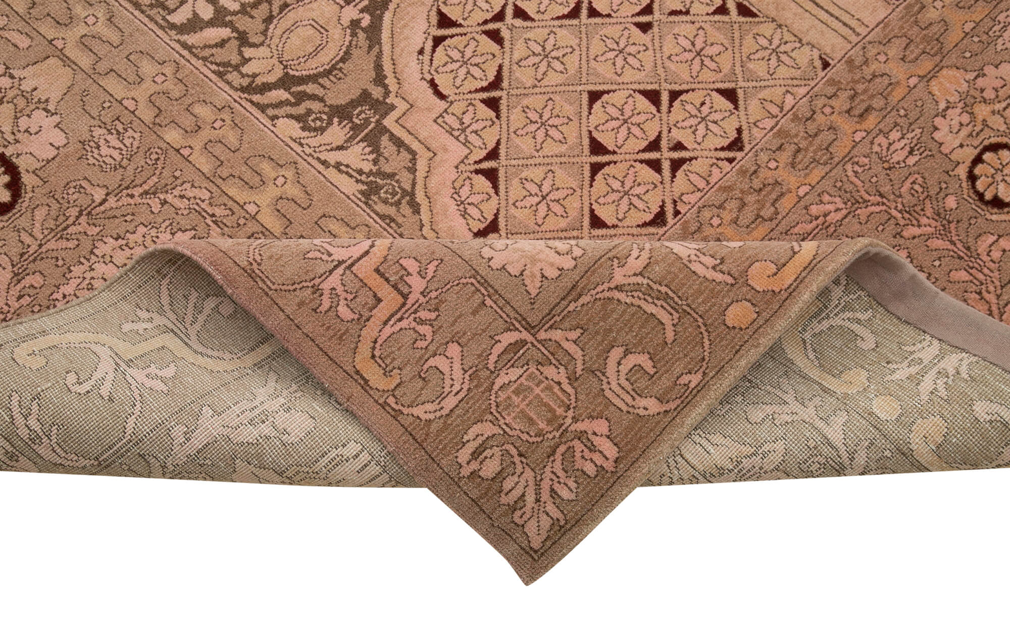 Tebriz Pembe Klasik Pamuk Yün El Dokuma Halısı 310x394 Agacan