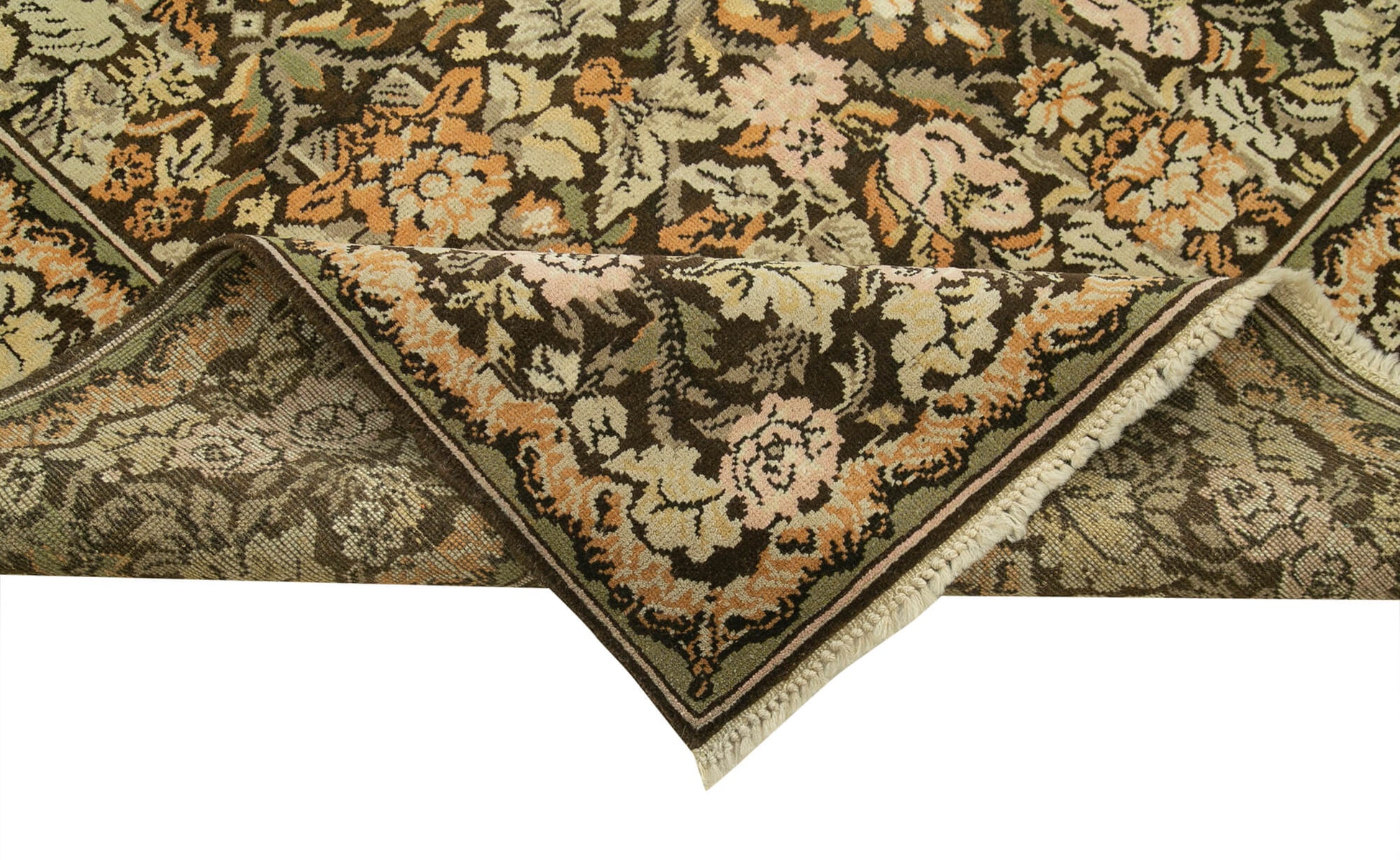 Tebriz Siyah Klasik Pamuk Yün El Dokuma Halısı 277x371 Agacan