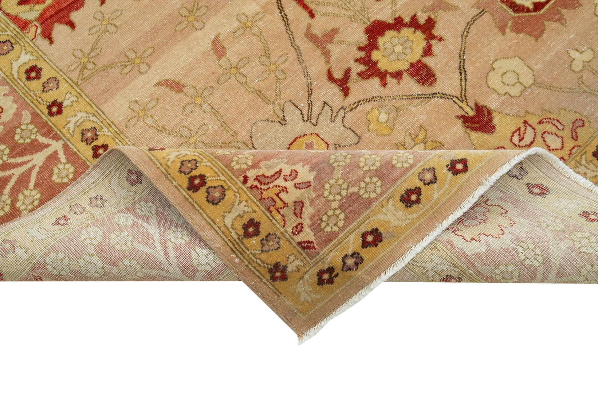 Tebriz Sarı Klasik Pamuk Yün El Dokuma Halısı 265x352 Agacan