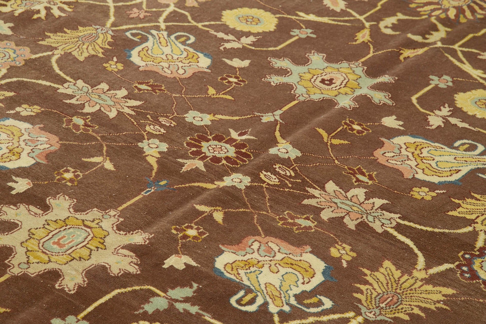 Tebriz Kahverengi Klasik Pamuk Yün El Dokuma Halısı 328x415 Agacan