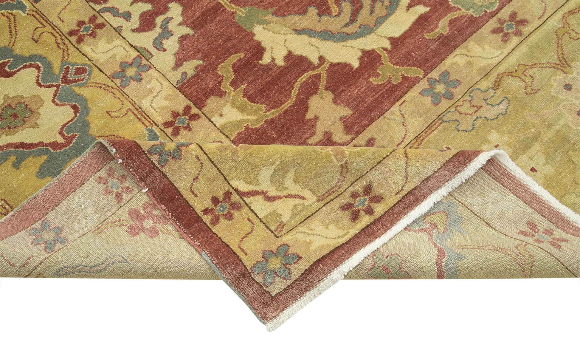 Tebriz Sarı Klasik Pamuk Yün El Dokuma Halısı 306x417 Agacan