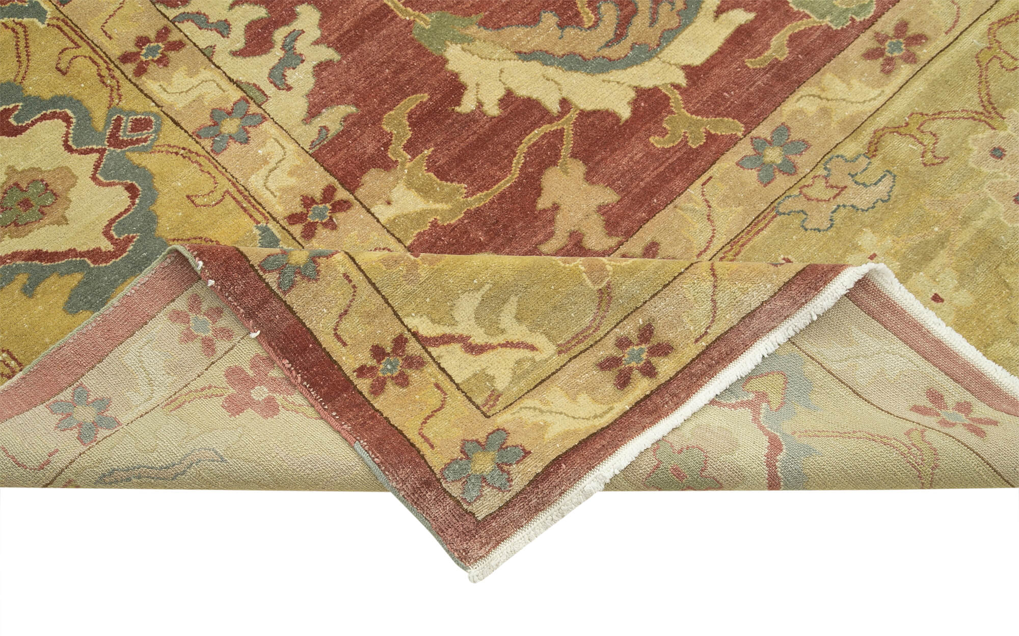 Tebriz Sarı Klasik Pamuk Yün El Dokuma Halısı 306x417 Agacan