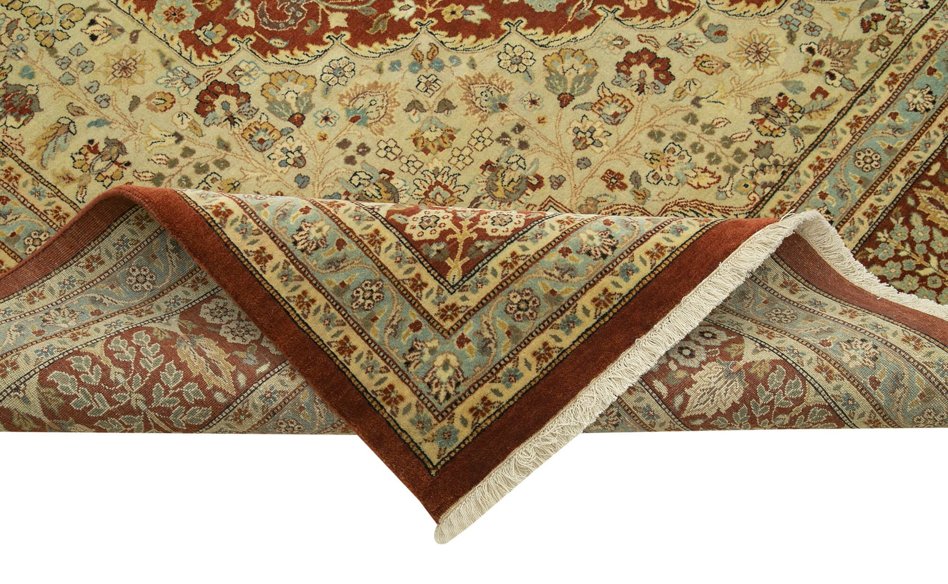 Tebriz Sarı Klasik Pamuk Yün El Dokuma Halısı 274x356 Agacan