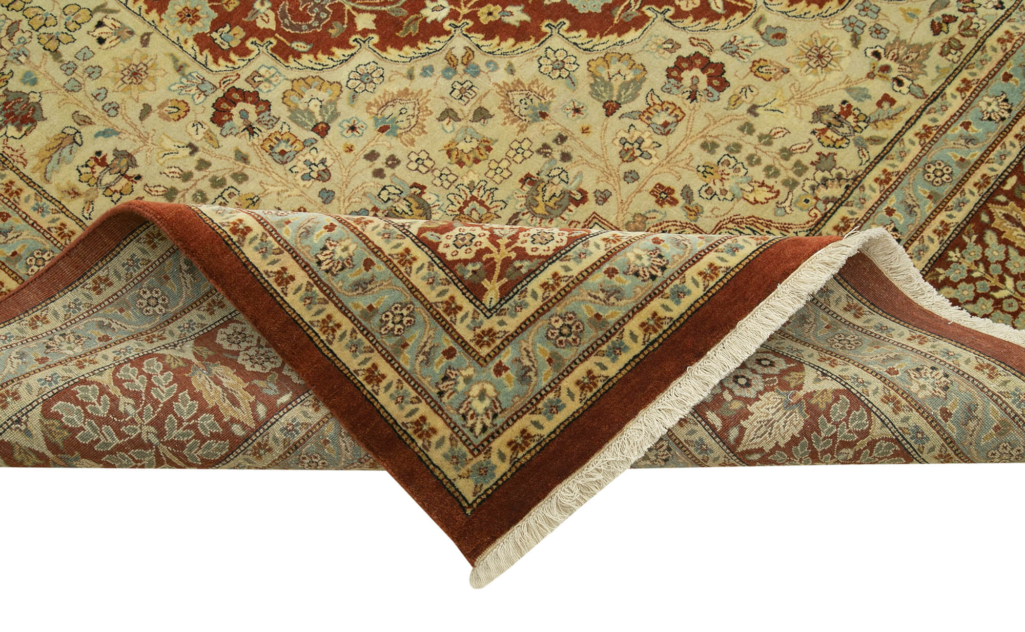 Tebriz Sarı Klasik Pamuk Yün El Dokuma Halısı 274x356 Agacan