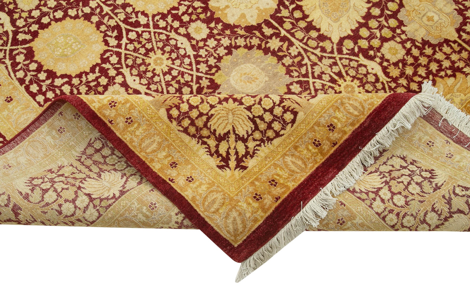 Tebriz Sarı Klasik Pamuk Yün El Dokuma Halısı 274x378 Agacan