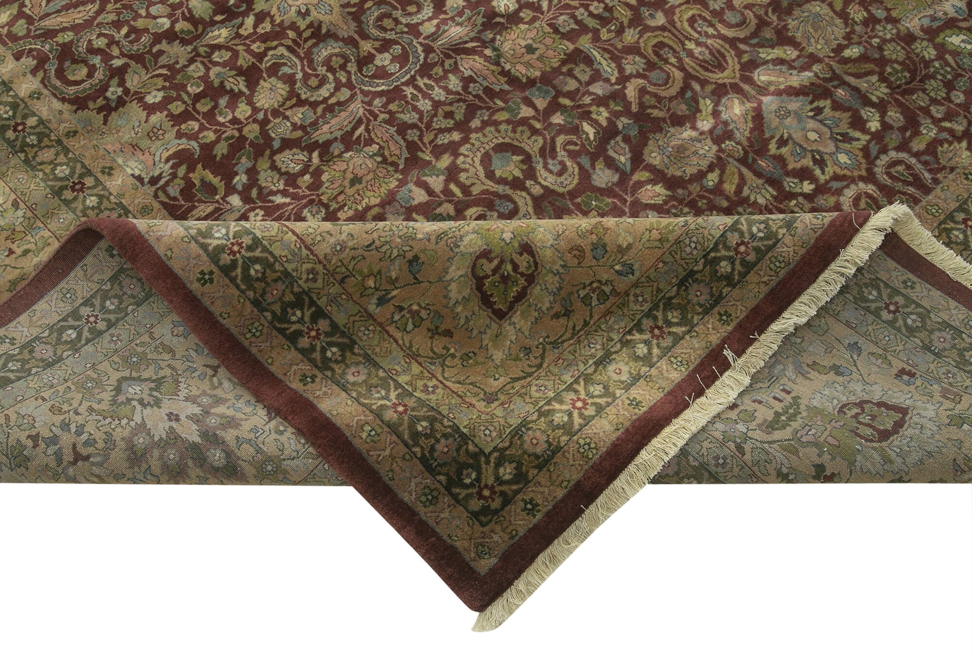 Tebriz Kahverengi Klasik Pamuk Yün El Dokuma Halısı 356x545 Agacan